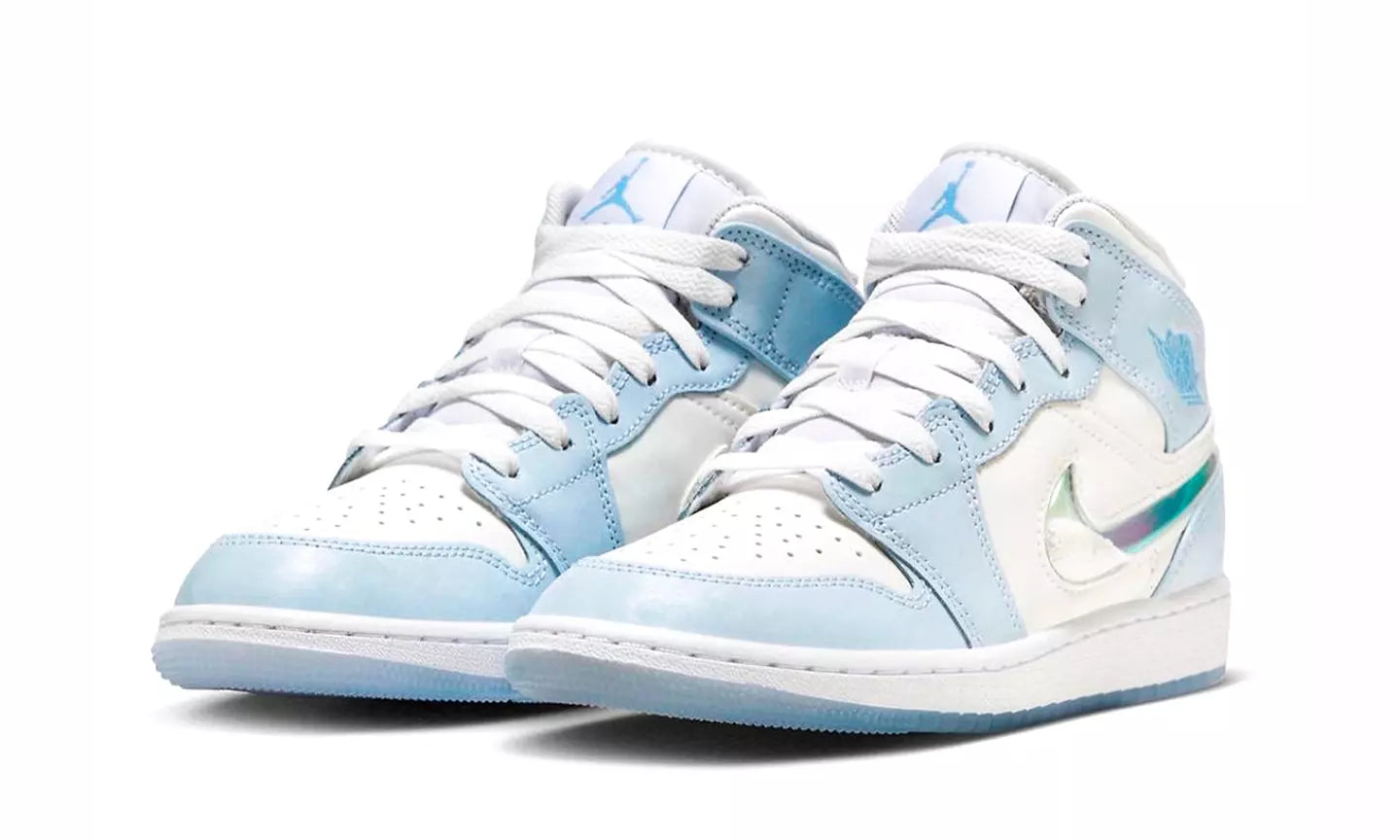 Nike Air Jordan Mid 'Glitter Swoosh 'Azul e Prata'